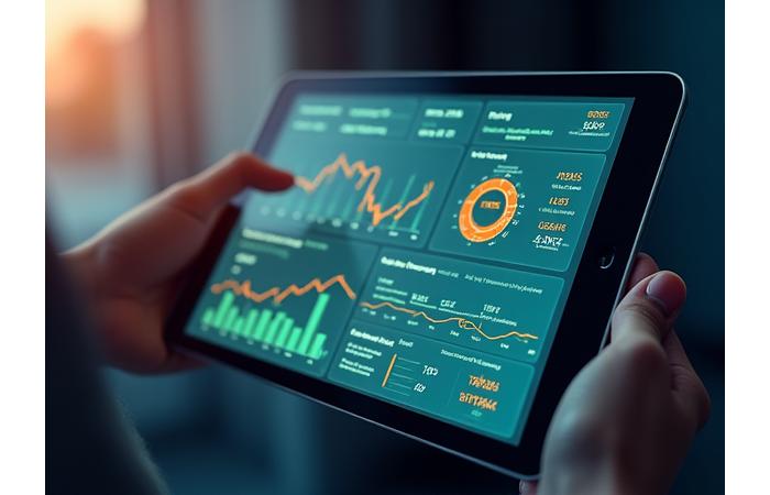 A user-friendly digital dashboard displaying various health metrics, including heart rate, sleep cycles, and activity levels, with clear trends and actionable tips.