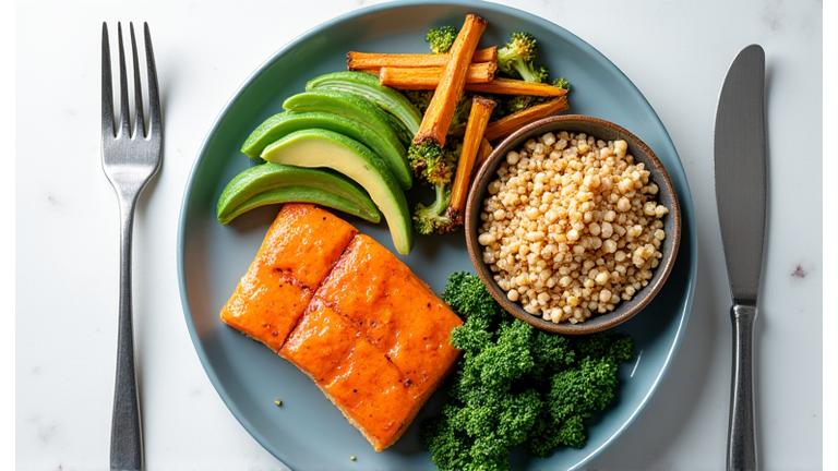 Close-up of a vibrant, healthy meal with fresh ingredients, illustrating functional nutrition