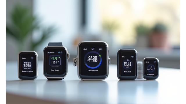 Various health monitoring devices on a clean surface, such as smart scales, blood pressure monitors, and smartwatches