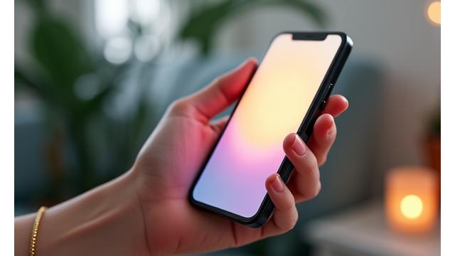 Smartphone displaying a mindfulness app icon with blurred nature background