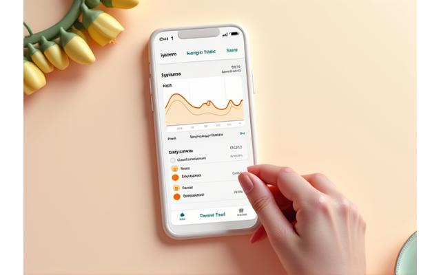 Digital interface of a symptom tracking app for menopause.