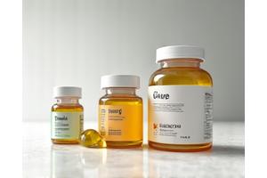 Various supplement bottles and capsules arranged neatly.