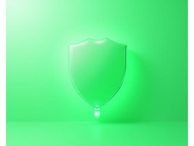 Green shield icon representing data privacy and protection, with abstract lines flowing around it.